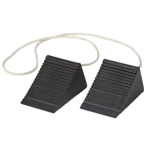Rubber <b>Wheel</b> <b>Chocks</b> With Rope Car Anti-Slip Block Tire Stopper for Car Trailer Truck 5.3"x3.9"x2.6" - Product Image 1