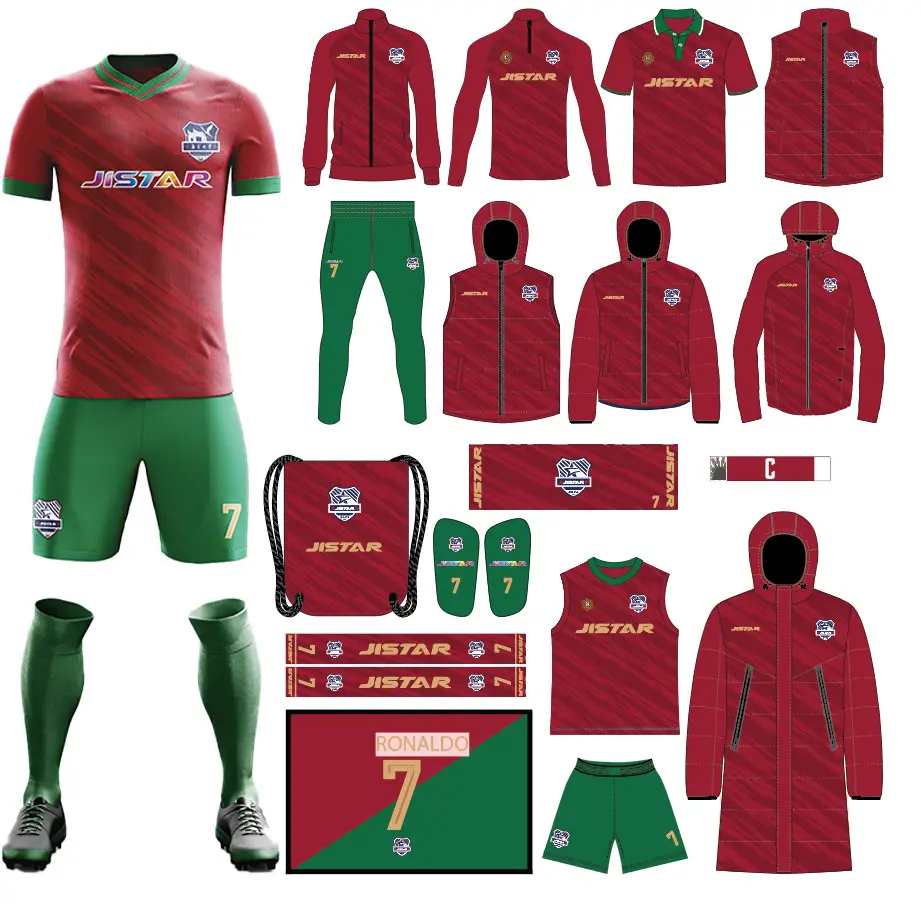 Kits de football de haute qualité Kit complet de vêtements de sport maillot de football de club rouge personnalisé 2023-2024 chemise à séchage rapide vêtements de football pour hommes