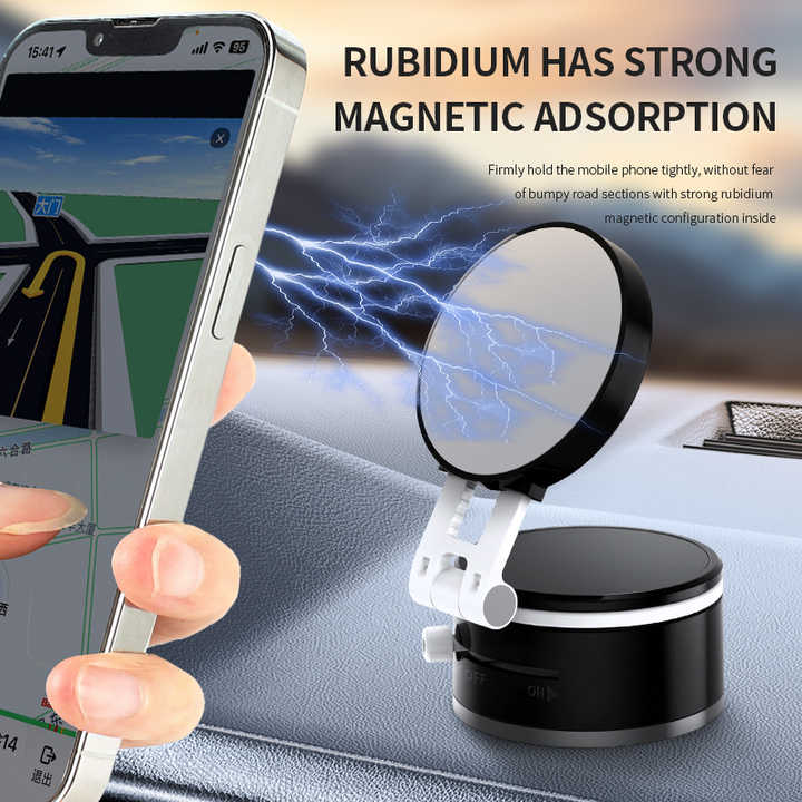 Support Telephone Voiture Magnetique, 360° Rotation Porte Telephone Voiture Aimant Telephone Voiture Sous Vide Support Phone Voiture Pliable Avec Anneau Magnetique Pour Tous Les Smartphone 89616586