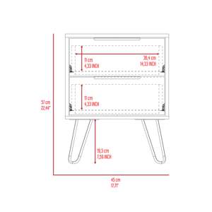 Nuvo Nightstand Two <b>Drawers</b> Hairpin Legs Bedroom <b>Storage</b> <b>Drawer</b> Unit - Product Image 4