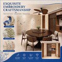 Papiers Peints Muraux Personnalisés Imprimés et Peints à la Main, Broderie Chinoiserie Florale, Tissu Papier Peint pour Maison et Hôtel