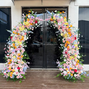 Luxuriöser Goldener Hornbogen mit Rosa Hortensien, Seidenrosen, Schleierkraut und Üppigem Grün für Hochzeitszeremonie, Altar, Bühne, Party und Eventdekoration - Product Image 4