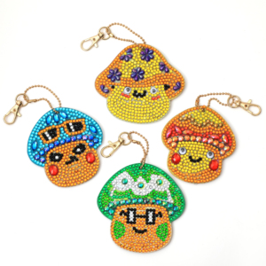 Mushroom 4PCS manual DIY diamond key chain pendant 5d diy crystal diamond painting