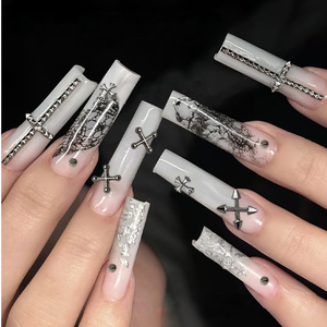 Breloques clous d'oreille cœur punk en métal, style crochet, bijoux 3D pour ongles, pour nail art portable - Product Image 6