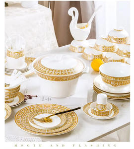 Jingdezhen Meilleure Vente 60 Pcs Golden Mosaic Bone China <span class=keywords><strong>Vaisselle</strong></span> Set Modern Western Eco-Friendly Porcelain for Breakfast Hotels - Product Image 4