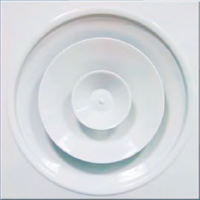 Diffuseur rond en aluminium avec amortisseur papillon en plastique intégré pour l'alimentation et l'évacuation de l'air des systèmes CVC