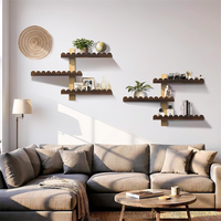 Étagère murale flottante en bois multicouche avec bord festonné, support mural pour décoration de salon