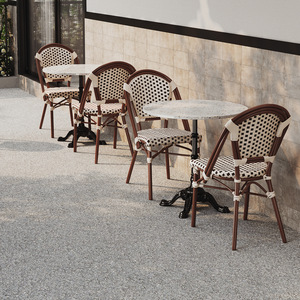 Set di sedie da tavolo da caffè all'aperto in stile francese per negozio di tè al latte negozio di Dessert ristorante occidentale Internet mobili per il tempo libero celebrità - Product Image 4