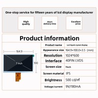 Shenghe LCD 7-Zoll TFT-Display 1024*600 IPS LCD-Bildschirm Hohe Helligkeit 500 Nits Industrielle Fahrzeugmontierte LVDS-Schnittstelle