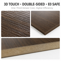 Panneau MDF mélaminé texturé en placage de bois gaufré synchrone, résistant à l'humidité, sans formaldéhyde E0, pour armoire moderne