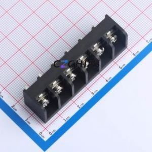 MXHB9500-9.5-06P-BK01-Cu-S-A Barrier Terminal Block Through hole,P=9.5mm Connector Three Sides 9.5mm 1x6P Straight Pin - Product Image 1