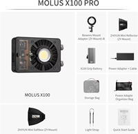 Lampe vidéo LED COB ZHIYUN MOLUS X100 Pro 100W avec contrôle par application, 385g, portable, bicolore 2700-6500K, pour la réalisation de films en studio