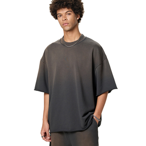 T-shirt da uomo 350g in Jersey pesante stile sportivo lavata con pietre stampa digitale a colori manica corta europa & America - Product Image 3