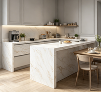 Dalles de quartz non poreuses avec veines de conception originale, optimisation de la charge réduisant le fret maritime de 30 %, comptoir de cuisine sur mesure