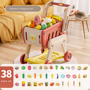 Chariot de courses jouet pour bébé, voiture à pousser, jeu de rôle pour enfants, simulation de découpe de fruits, cuisine amusante, supermarché, 4-6 ans, garçons filles, cuisine - Product Image 5