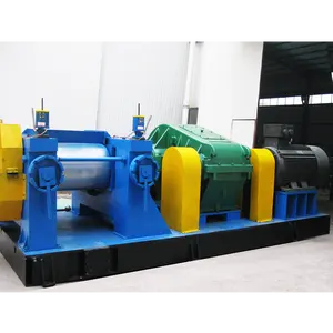 Grooved Rollers Waste Tire Grinding Recycling Machine / Rubber Crusher