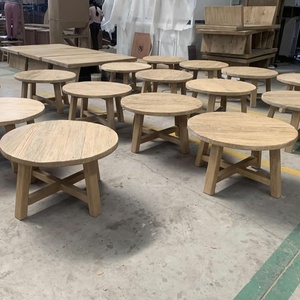 Tavolino rotondo in legno di olmo riciclato da soggiorno di lusso in stile <span class=keywords><strong>vintage</strong></span> cinese tavolino da salotto naturale antico ad incastro - Product Image 1