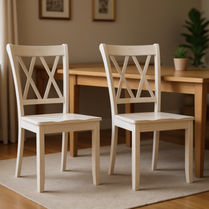 Set di 2 Sedie da Pranzo in Legno Massello Stile Mid-Century Farmhouse, Design Retrò e Stabile per Cucina e Sala da Pranzo - Product Image 2