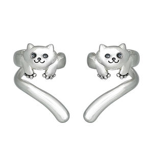 Orecchini a polsino E3136 in argento antico a forma di gatto per donna, graziosi gioielli alla moda a forma di animale, accessorio regalo in lega - Product Image 3