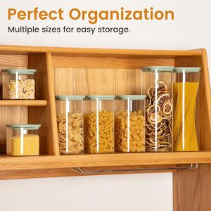 Bocal de rangement alimentaire personnalisé en verre borosilicate de haute qualité pour cuisine, réutilisable, avec couvercle en plastique - Product Image 3