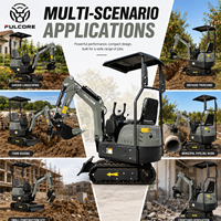 Mini-excavatrice certifiée Fulcore CE EPA Euro V ISO9001, entraînement hydraulique, pour travaux de terrassement à domicile et dans le jardin, chenilles en caoutchouc