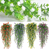 Guirlande de verdure artificielle en eucalyptus blanc, plantes en plastique pour la décoration intérieure et extérieure de mariages et de fêtes, fleurs suspendues artificielles