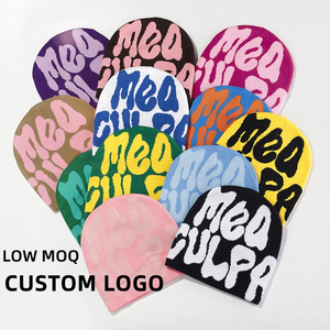 Topi Rajut Akrilik Berkualitas Tinggi Tanpa Lipatan, Topi Skull Fitted dengan Cetak Jacquard Personalisasi, Topi Beanie Y2K untuk Musim Dingin, Santai, dan Sehari-hari - Product Image 1