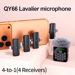 Micrófono Lavalier inalámbrico QY66 con <span class=keywords><strong>tecnología</strong></span> de cancelación de ruido Conector tipo C Grabación de video Vlog de alta calidad 4 receptores - Product Image 2