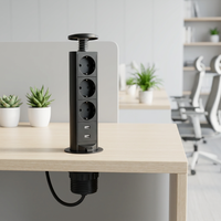 Prise de bureau escamotable MAQO US/MF/française, en aluminium, pour cuisine, 16A, 2 ports USB, charge rapide, prise relevable