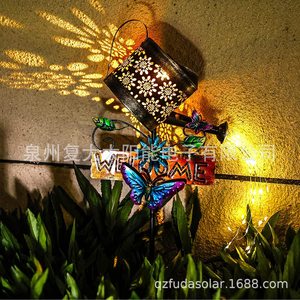 Solar Garden <b>Light</b> Led Watering Can Stake With Welcome <b>Sign</b> Outdoor Solar Powered Decorative Lamp Waterproof - Product Image 1