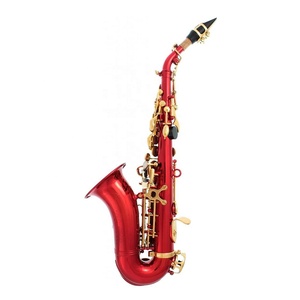 SEASOUND OEM <span class=keywords><strong>Saxofón</strong></span> Soprano Curvo Rojo de Alta Calidad y Bajo <span class=keywords><strong>Precio</strong></span>, Tono BB, Llaves Doradas, Estuche Plegable Impermeable JYSS100DRDL - Product Image 2