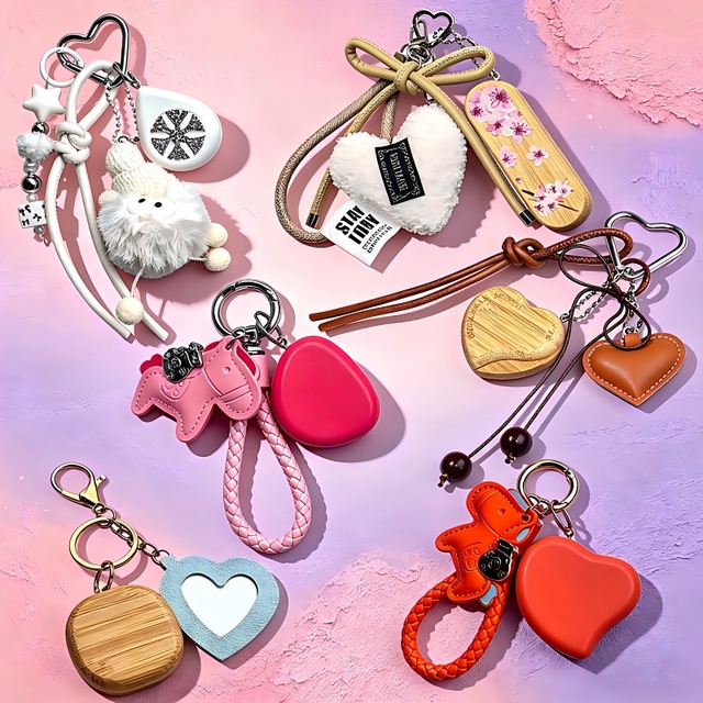 Keychain Mini Solid Perfume Container Eco Friendly Empty Refillable Bamboo Magnetic Pressed Powder Makeup Blush Compact Case