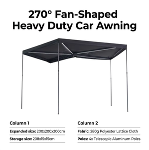 <span class=keywords><strong>Toldo</strong></span> Resistente de 270 Grados, Impermeable, PU3000mm, Tipo Foxwing, para Lateral de Coche, para <span class=keywords><strong>Camping</strong></span> y Protección Solar - Product Image 1