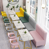 Canapé de restaurant sur mesure pour la restauration, avec table métallique, multicolore, pour salons de thé et cafés