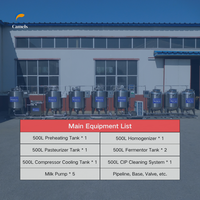 Ligne de production de yaourt entièrement automatique de 500 litres avec fermentation et pasteurisation