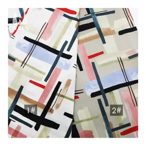 WI-E03 Shaoxing Textile Stretch bright colour regular pattern Geometric patterns polyester printed satin fabrics for clothing