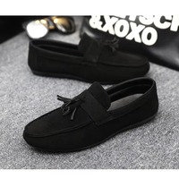 Mocassins Penny en Daim à Pompom pour Hommes – Chaussures Souples à Semelle Plate, Respirantes, Idéales pour la Conduite, le Quotidien et les Affaires