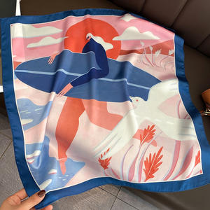 ผ้าเช็ดหน้าสี่เหลี่ยมขนาด53*53ซม. สำหรับผู้หญิงผ้าพันคอผ้าไหมขนาดเล็กสำหรับฤดูร้อน - Product Image 3