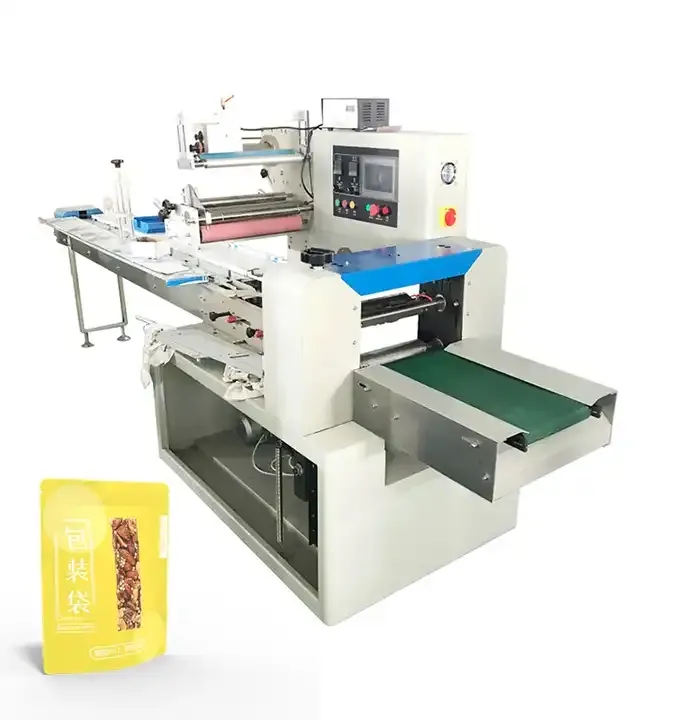 Compact structure automatic pillow type food cereal bar packing machine sorting and packaging project