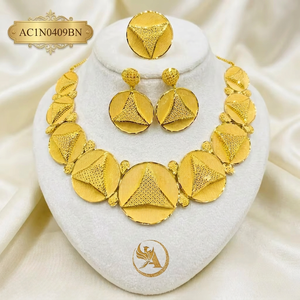 Stylish Classic 18K Gold Plated Brass <b>Charm</b> Box Chain Necklace Set with Earrings & Rings Micro Insert Flower Pattern for Women - Product Image 1