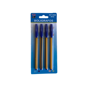 MNJ Ballpoint Pens 4Pcs Blue Ink Ref 04566 Pack - Product Image 1