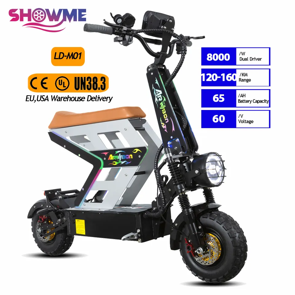 120 km/h maximale geschwindigkeit leistungsstarke 65 ah lithium-batterie 8000 w doppelmotor e-scooter 13 zoll geländereifen elektrischer erwachsenen-scooter