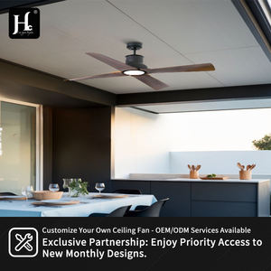 Ventilateur de plafond LED moderne avec 4 pales en bois et moteur CC, télécommande pour salon, utilisation en extérieur - Product Image 6