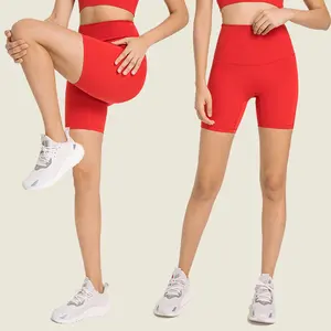 Newest Custom Logo Super High Waist Design Hip Nude Yoga Five Point Pants Elastic Slim Running Biker Shorts