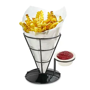 Support pour frites en fil métallique noir, fausses plantes, pour cuisine et restaurant, maison, vente en gros