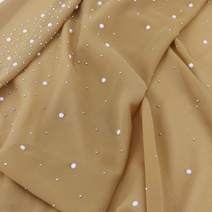 2022 perlas piedras gasa musulmán <span class=keywords><strong>Hijab</strong></span> bufanda larga chales islámicos diamantes de imitación bufandas musulmanas pañuelo para la cabeza - Product Image 5