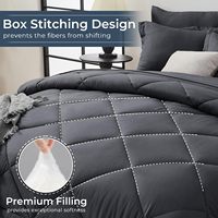 Ensemble de couette 4 pièces pour lit queen, gris foncé |   Drap plat et drap-housse réversibles toutes saisons, doux et contemporains pour l'été
