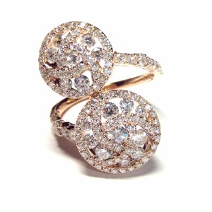 Grossiste HK Bagues décoratives modernes pour toujours or rose massif 18 carats avec diamants véritables Bagues à double grappe pour anniversaire de femme - Product Image 1