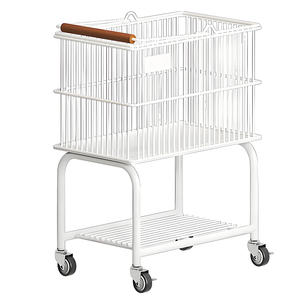 Con maniglia in legno ruote cucina frutta verdura organizzare cesto 2 livelli di soggiorno carrello a <span class=keywords><strong>terra</strong></span> scaffale per Snack carrello - Product Image 6