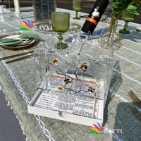 Organizador de cubiertos giratorio personalizado Golden Branch de Lucite, con soporte para salero y organizador de utensilios.